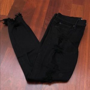 NWT Black Ripped Ankle Leggings Mid Rise Express